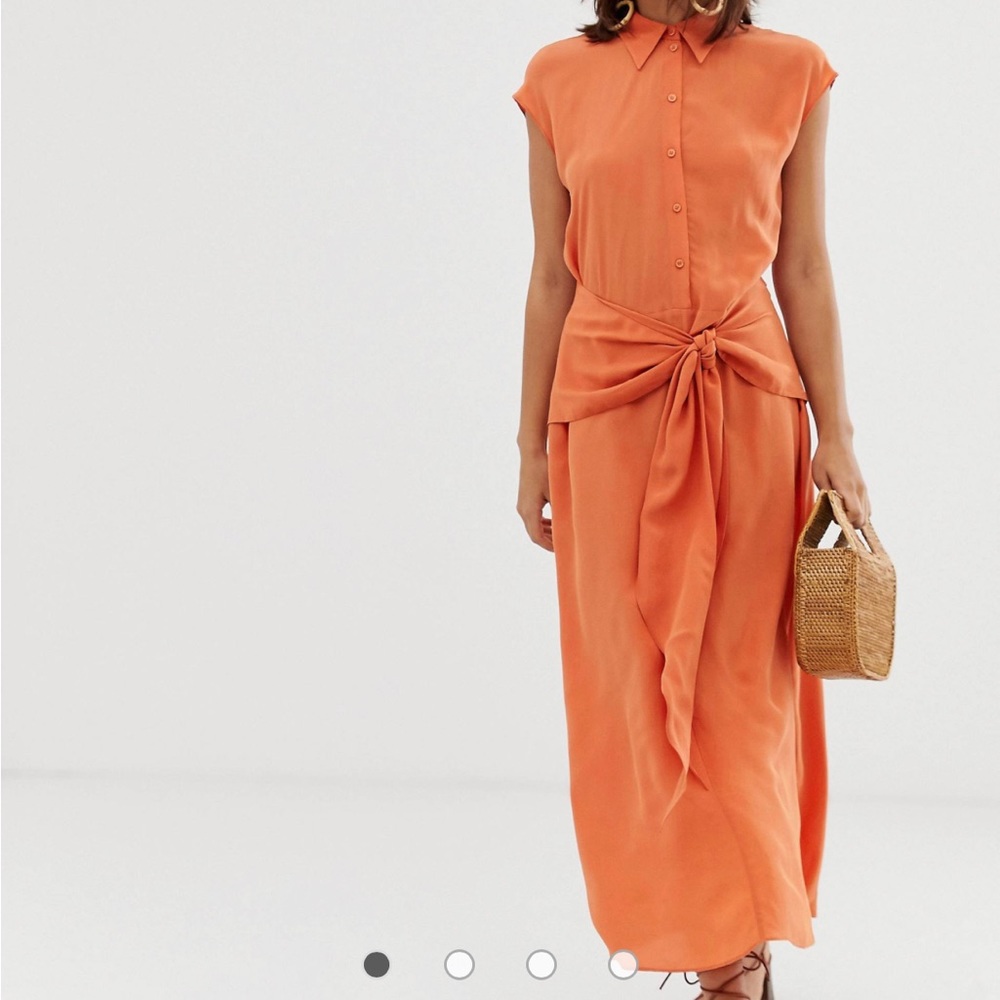 & Other Stories Tie Front Orange Dress (Size 2)